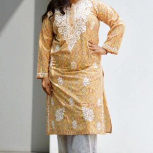 Saffron Yellow Chikankari Kurta