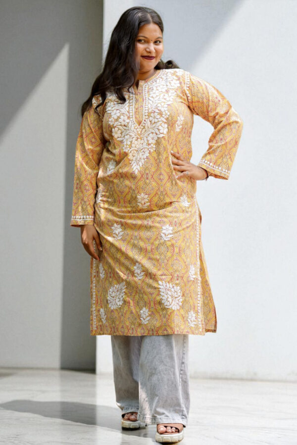 Saffron Yellow Chikankari Kurta