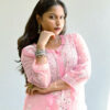 Pastel Pink Chikankari Kurti with Mirror Work