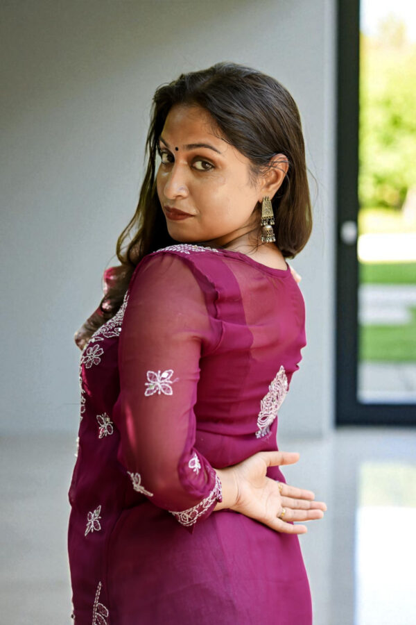 Maroon Rhapsody Lucknow Chikankari Kurta