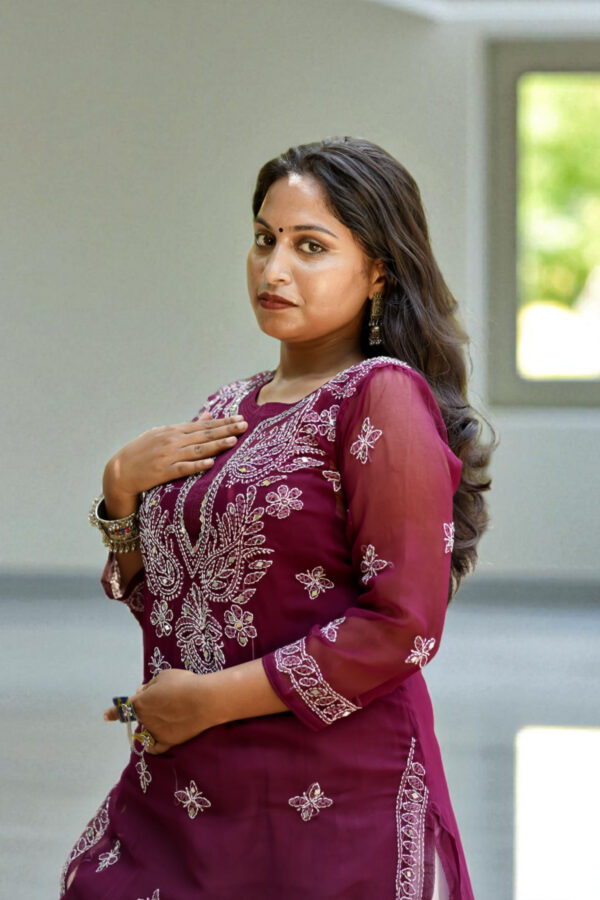 Maroon Rhapsody Lucknow Chikankari Kurta