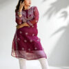 Maroon Rhapsody Lucknow Chikankari Kurta