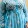 01UP023_102 Sky Blue Chikankari Kurta with Tie-Waist