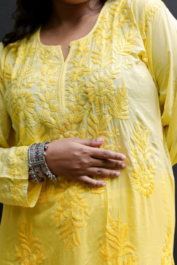 01UP024_104 Sunny Yellow Chikankari Kurta