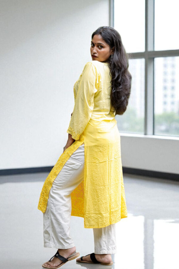 01UP024_106 Sunny Yellow Chikankari Kurta