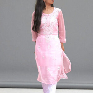 01UP029_102 Blush Blossom Lucknow Chikankari Kurta