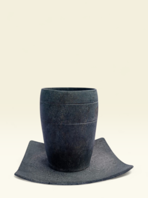 Handcrafted Natural Stone Drinking Glass with Square Plate