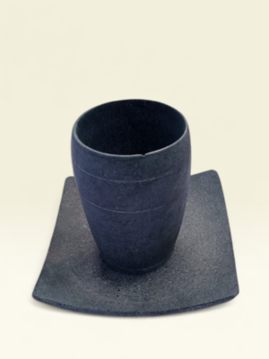 Handcrafted Natural Stone Drinking Glass with Square Plate