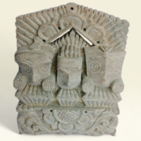 Handcrafted natural stone Lord Jagannath Balabhadra Subhadra sculpture for spiritual décor