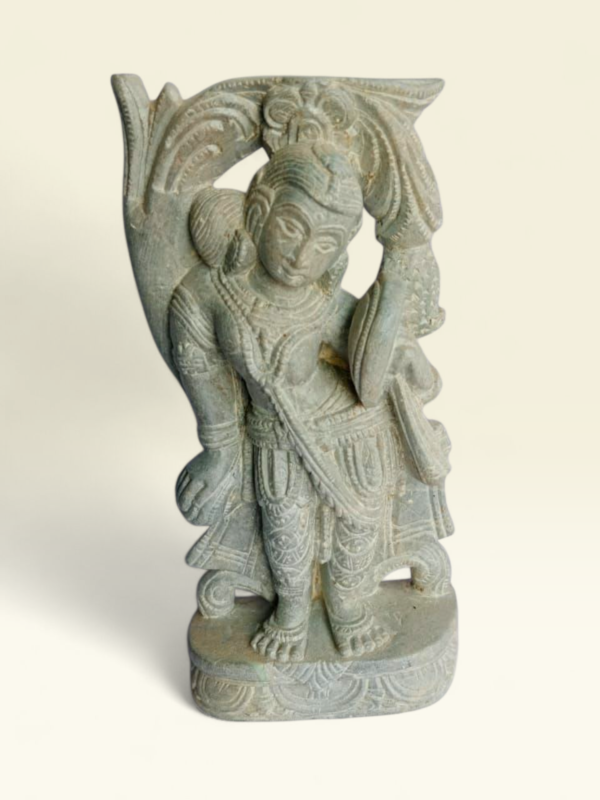 05OD005_4 Devadashi Stone Idol – Handcrafted Odisha Green Serpentine Sculpture