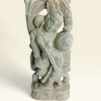 Devadashi stone idol with kalash handcrafted green stone sculpture
