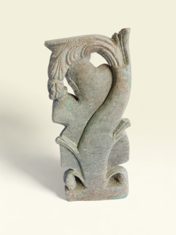 05OD006_4 Devadashi Stone Idol with Kalash – Handcrafted Odisha Green Serpentine Sculpture