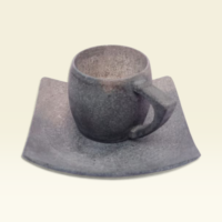 Handcrafted natural stone tea cup with matching stone plate set
