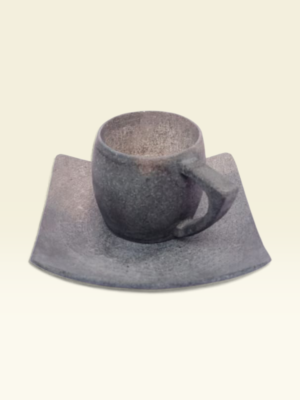 Handcrafted natural stone tea cup with matching stone plate set