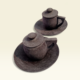 Handcrafted natural stone tea cup with lid and saucer set