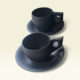 Handcrafted natural black stone tea cup and plate set