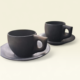 Natural Black Stone Tea Cup & Plate Set