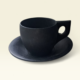 Natural Black Stone Tea Cup & Plate Set
