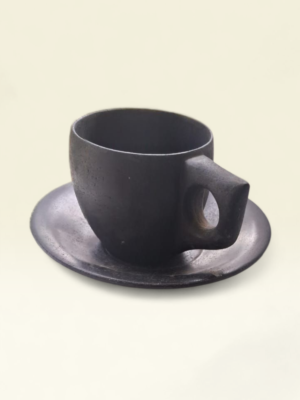 Natural Black Stone Tea Cup & Plate Set
