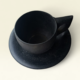 Natural Black Stone Tea Cup & Plate Set