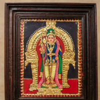 Lord Murugan Tanjore painting with gold foil traditional frame