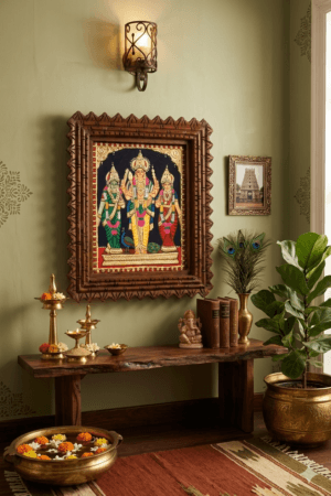 22K Gold Foil Murugan Family Tanjore Painting