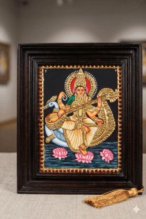 22K Gold Foil Saraswati Tanjore Painting