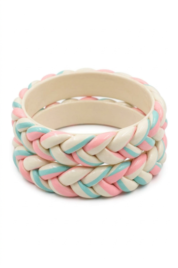 Handcrafted lac bangles pastel braided design Rajasthani jewelry