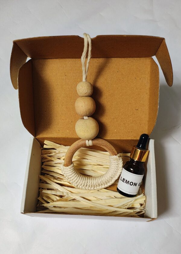Macrame Car Essential Oil Diffuser Hanging handcrafted macrame car essential oil diffuser with wooden beads