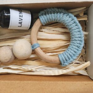 handcrafted macrame car essential oil diffuser with wooden beads blue