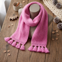 Woolen Tassel Scarf for Women hand knit woolen tassel scarf for women coral pink winter scarf