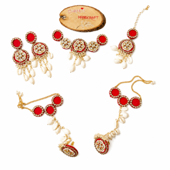 03GJ002_9 Floral Cowrie Wedding Jewelry Set