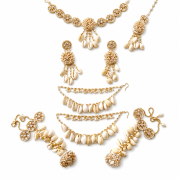 03GJ006_9 Cowrie Shell Bridal Jewelry Set