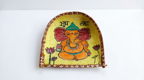 Ganesha Puja Kula Tray – Traditional Bamboo Ritual Plate