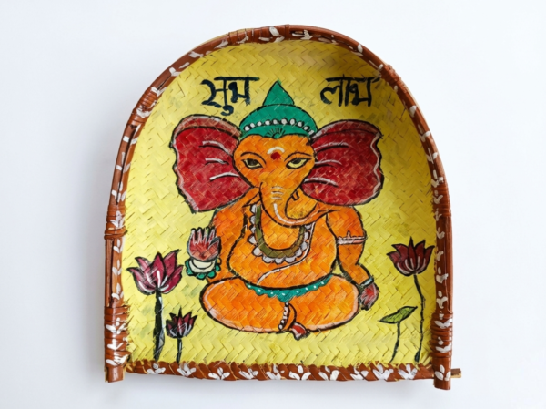Ganesha Puja Kula Tray – Traditional Bamboo Ritual Plate