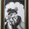Handcrafted black and white Radha Krishna mandala wall art