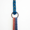 Handcrafted blue boho macramé towel holder with metal ring