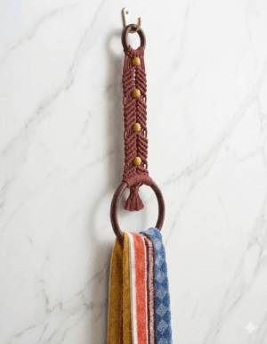 Macrame Beaded Towel Holder