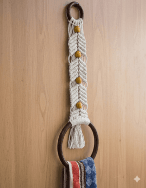 Macrame Beaded Towel Holder
