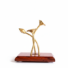 Modern Handcrafted Brass Floral Sculpture with Wooden Base | Artistic Home Decor Accent