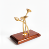 Modern Handcrafted Brass Floral Sculpture with Wooden Base | Artistic Home Decor Accent