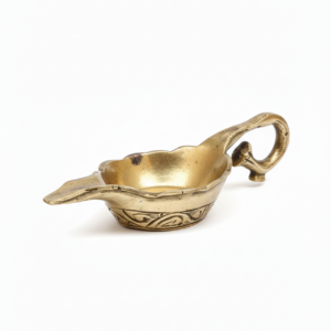 handcrafted brass oil lamp diya with handle for pooja