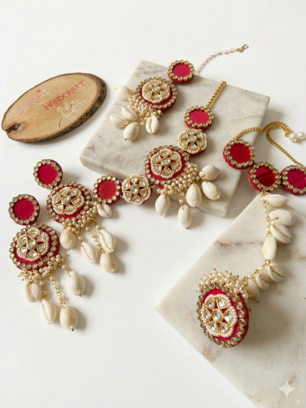 floral cowrie shell wedding jewelry set