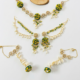 Floral Cowrie Shell Jewellery Set with Green Stones