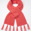 hand knit woolen tassel scarf for women rust orange winter scarf