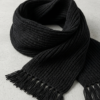 Handmade Black Woolen Tassel Scarf for Winter Fashion