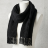 Handmade Black Woolen Tassel Scarf for Winter Fashion