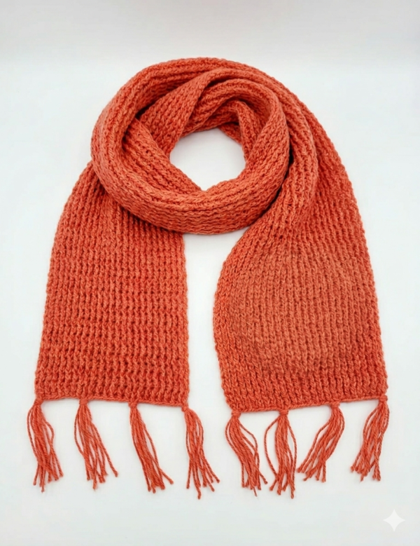 hand knit woolen tassel scarf