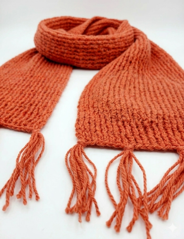 Hand-Knit Woolen Tassel Scarf for Winter Fashion