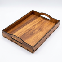 Handcrafted Wooden Serving Tray for Home & Kitchen Premium handcrafted wooden serving tray with handles